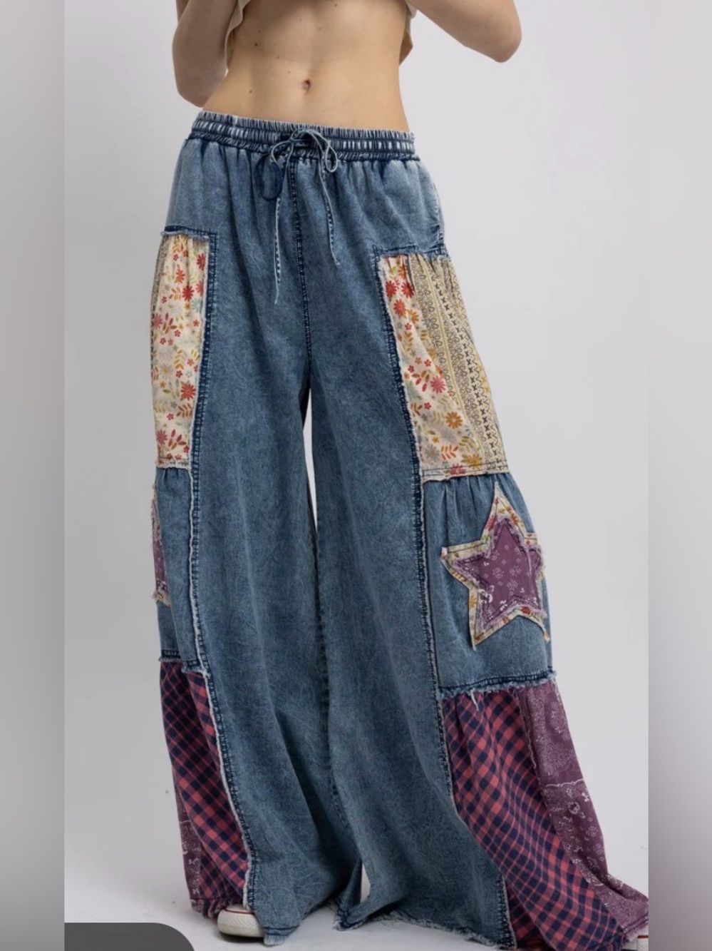 NWOT  Blue Velvet Patchwork Flare Jeans